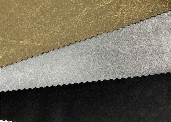 Gold / Silver Shiny Foil Printing Polyester Spandex Fabric Knitting For Leggings