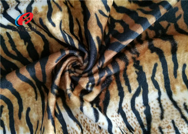 Tiger Stripe Velboa 100% Polyester Velvet Fabric , Animal Print Faux Fur Fabric